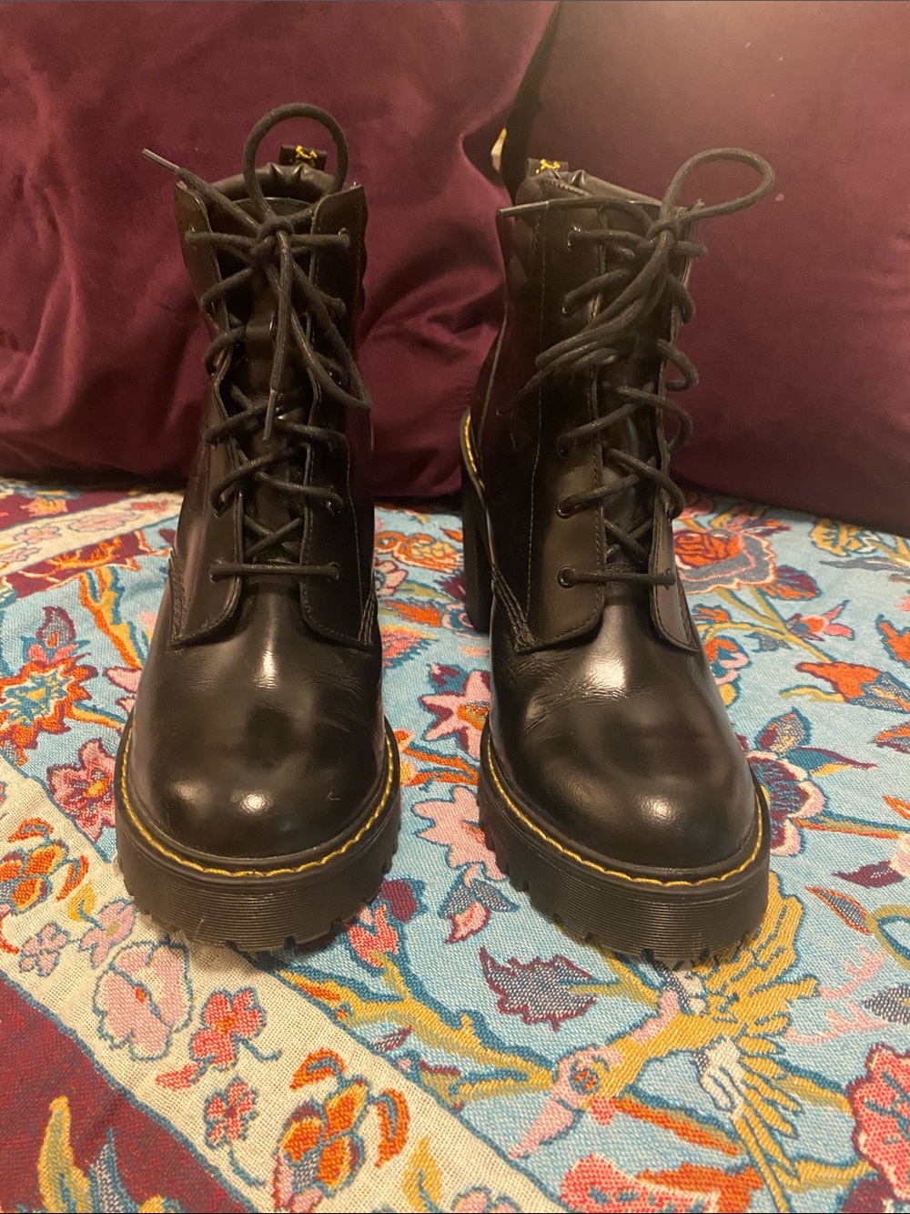 Dr. Martens Black Leather Platform Combat Boots